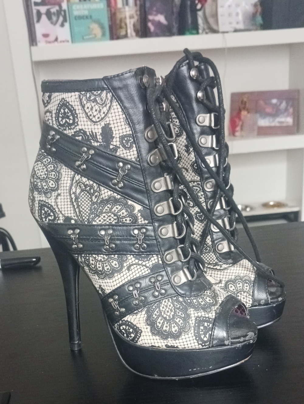 Iron Fist (RARE) Lovelace Skull Butterfly Booties - Size US 6